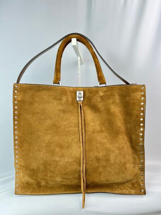 Rebecca Minkoff Handbags - NWT Rebecca Minkoff Darren Studded Suede Tote Bag Tan Whiskey Leather Carryall